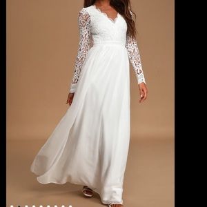 NWT Lulus White Lace Maxi Dress